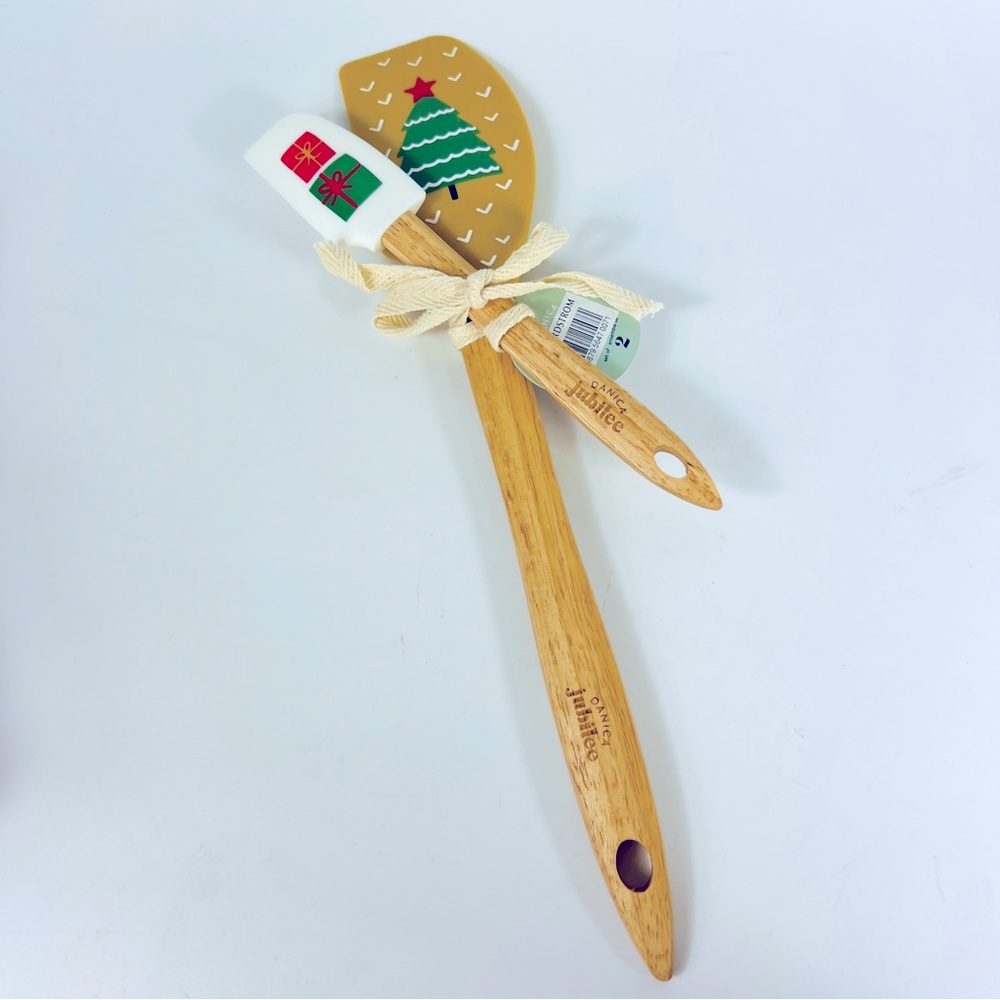 Danica Jubilee Set of 2 Christmas Wooden & Silicone Spatulas NWT